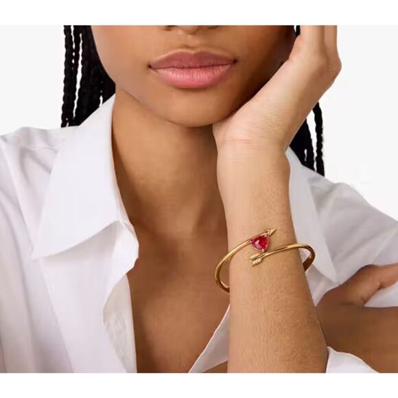 Kate Spade NEW Lovestruck Heart And Arrow Hinged Cuff bracelet - Picture 3 of 5